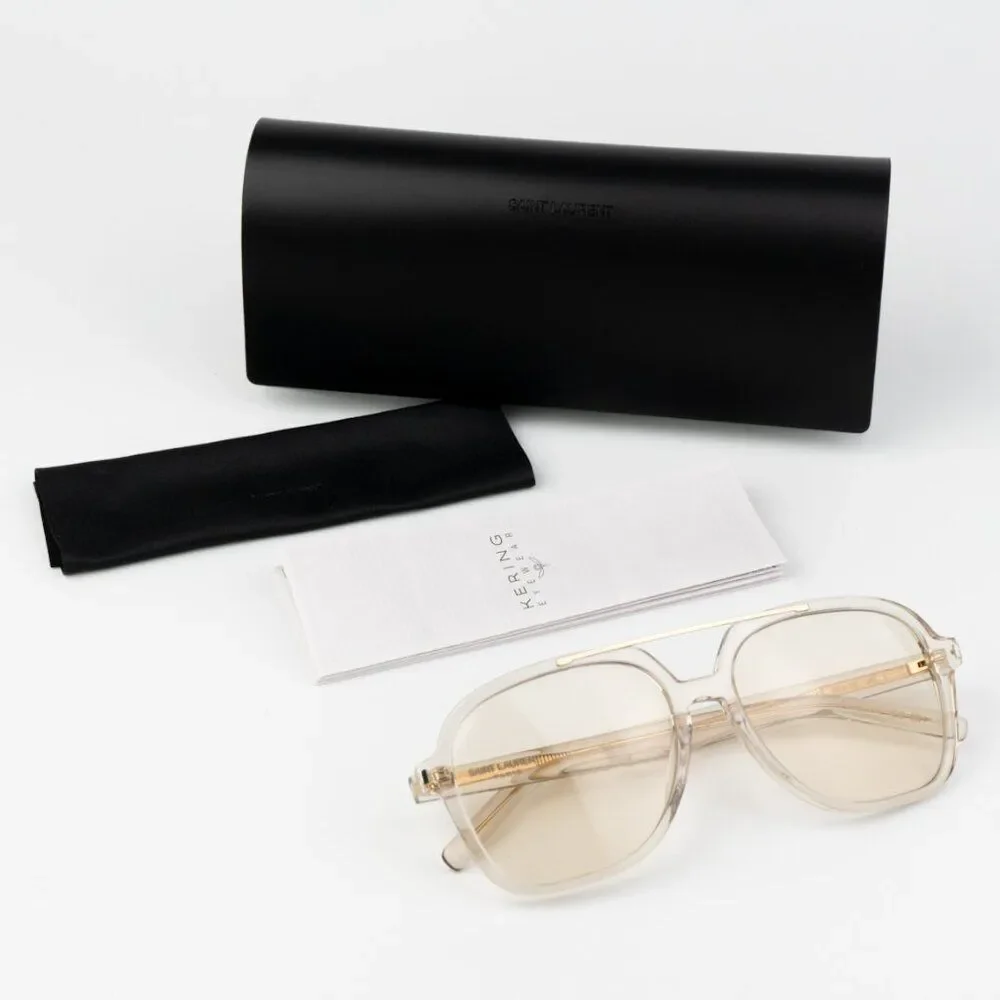 NEW Saint Laurent SL545 002 Beige Light Yellow Pilot Unisex Sunglasses